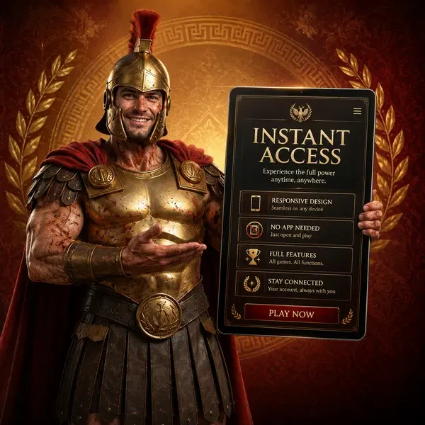 Legiano che indica il tablet mostrando l'esperienza web mobile e le funzionalità di accesso istantaneo