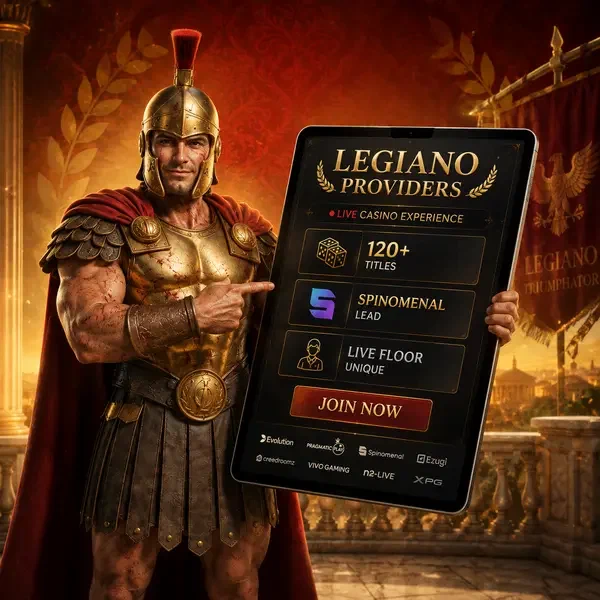 Campione sicuro che comanda l'azione del casinò live al portale Legiano Software Providers