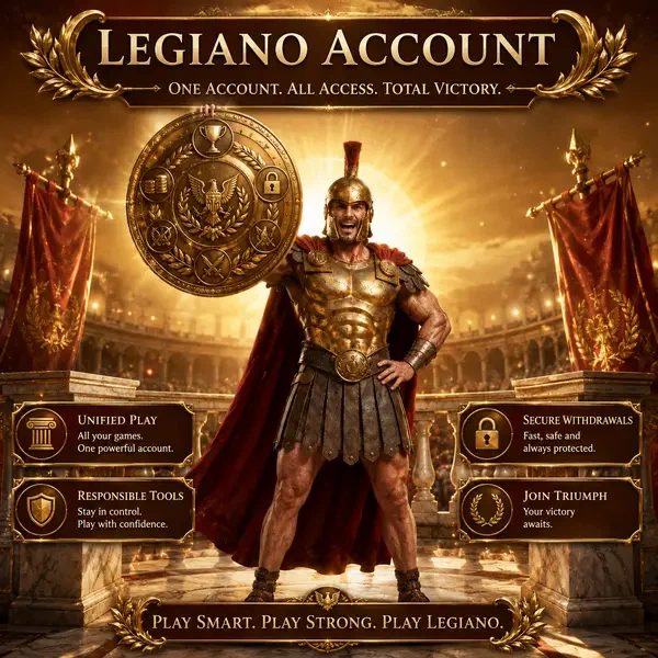Campione romano Legiano tiene in alto scudo dorato al trionfante Legiano Personal Account
